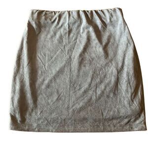Brooklyn Karma Y2K Vintage Gray Faux Suede Stretch Mini Skirt Small Boho Fall